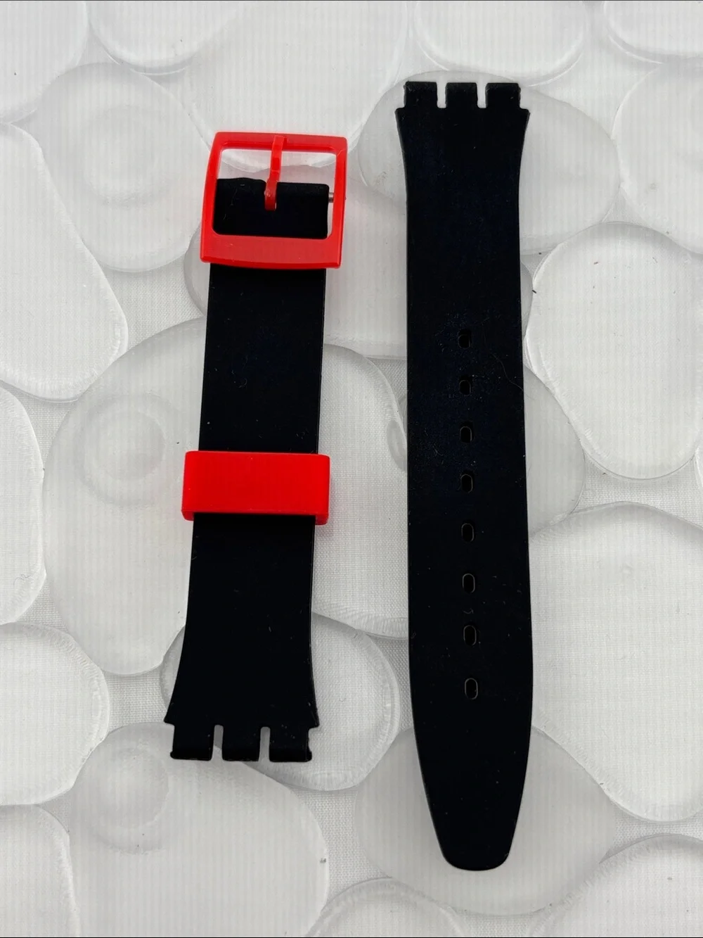 Black and Red Watch Band (Strap Only) - fits Swatch Gent model